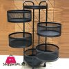 All in One Rotatable Storage Basket Rolling Utility Cart with Handle Vegetables Basket Spice Cart Rack for Bathroom Living Room - ( 5 Layer )