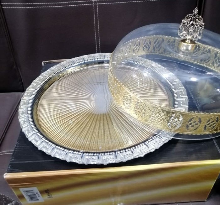 Elenor Rays Cake Dome Gold 13 - Inch