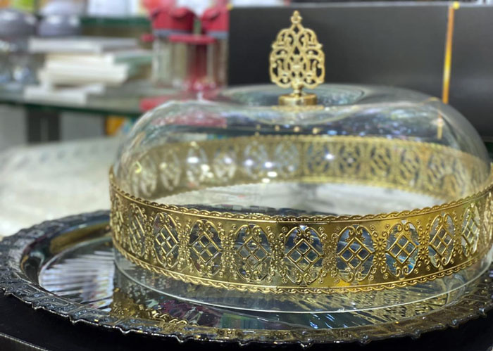 Elenor Rays Cake Dome Gold 13 - Inch