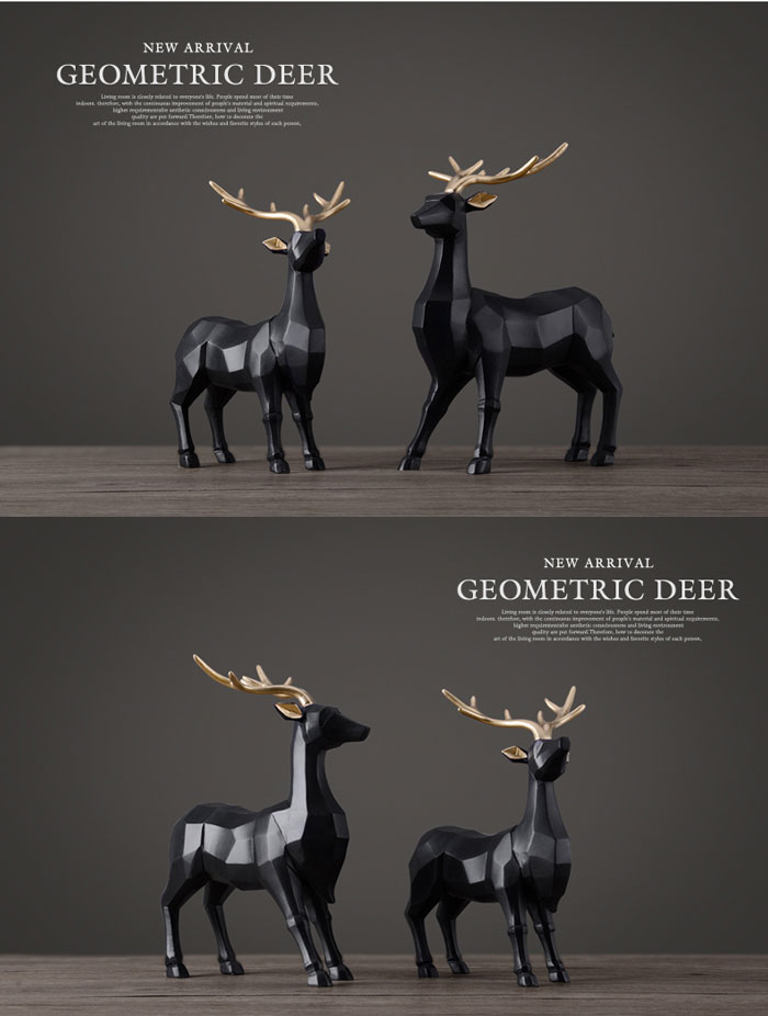Geometric Deer Lucky Deer Decoration Nordic Interior Accessories Housewarming Gift 1-Pair