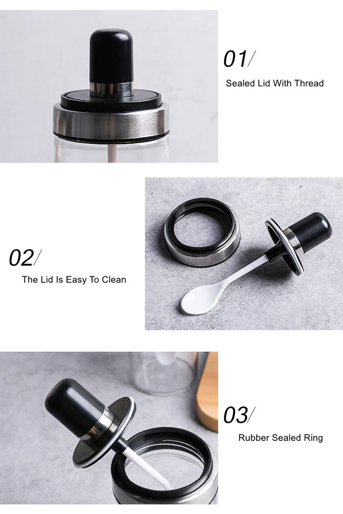 Glass Storage Jar With Spoon 250Ml - (Set Of 4)