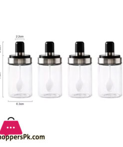Glass Storage Jar With Spoon 250Ml - (Set Of 4) 11 Glass Storage Jar With Spoon 250Ml - (Set Of 4) - Image 2