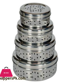 Indian Stainless steel Coriander Dhania Box Coriander Storage Masala Box with Holes 4 Piece Set