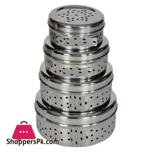 Indian Stainless steel Coriander Dhania Box Coriander Storage Masala Box with Holes 4 Piece Set