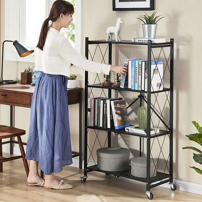 Kitchen Microwave Racks Shelving Storage Unit Foldable Bread Racks Storage Racks Trolleys 3 Tire