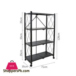 Kitchen Microwave Racks Shelving Storage Unit Foldable Bread Racks Storage Racks Trolleys 4 Tire