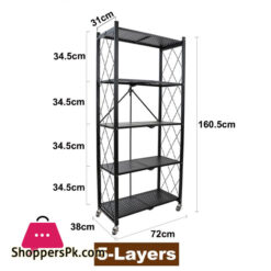 Kitchen Microwave Racks Shelving Storage Unit Foldable Bread Racks Storage Racks Trolleys 5 Tire