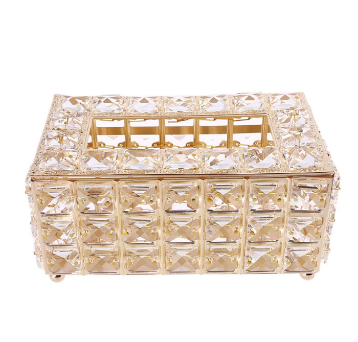 Luxury Tissue Box Holder Glass Cube Napkin Dispenser Bedroom Office Hotel Cafe