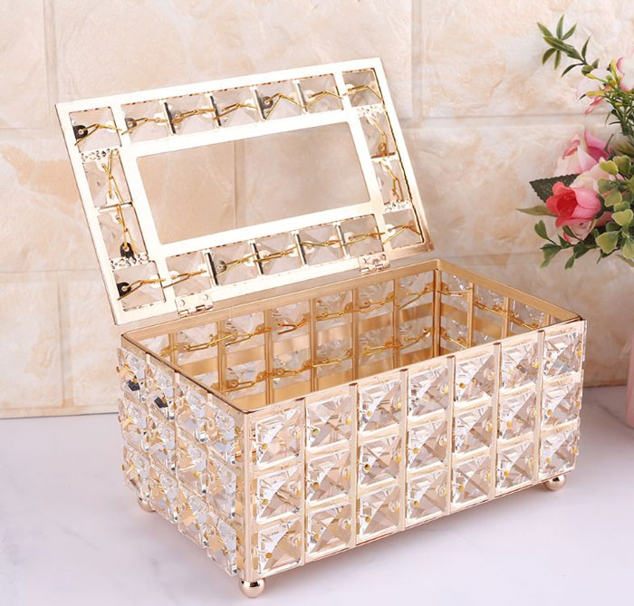 Luxury Tissue Box Holder Glass Cube Napkin Dispenser Bedroom Office Hotel Cafe