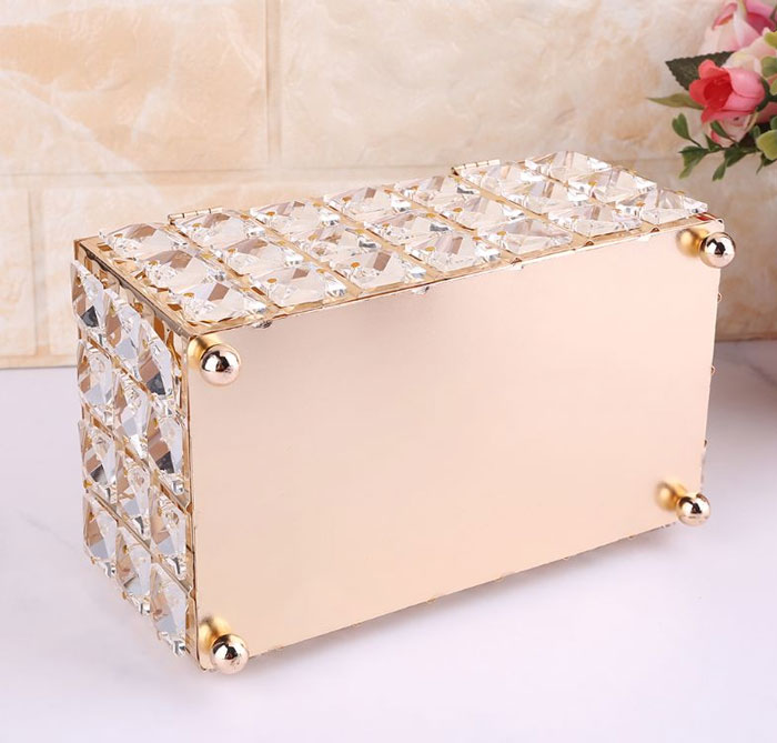 Luxury Tissue Box Holder Glass Cube Napkin Dispenser Bedroom Office Hotel Cafe
