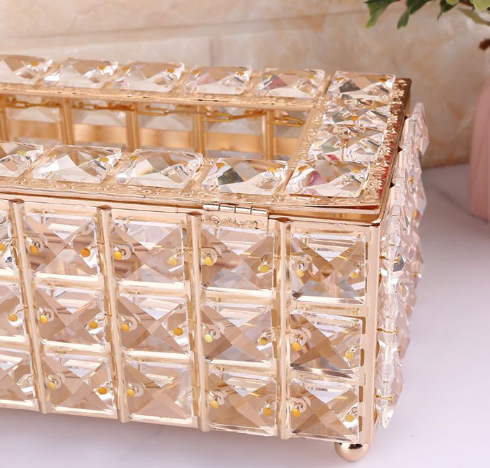 Luxury Tissue Box Holder Glass Cube Napkin Dispenser Bedroom Office Hotel Cafe
