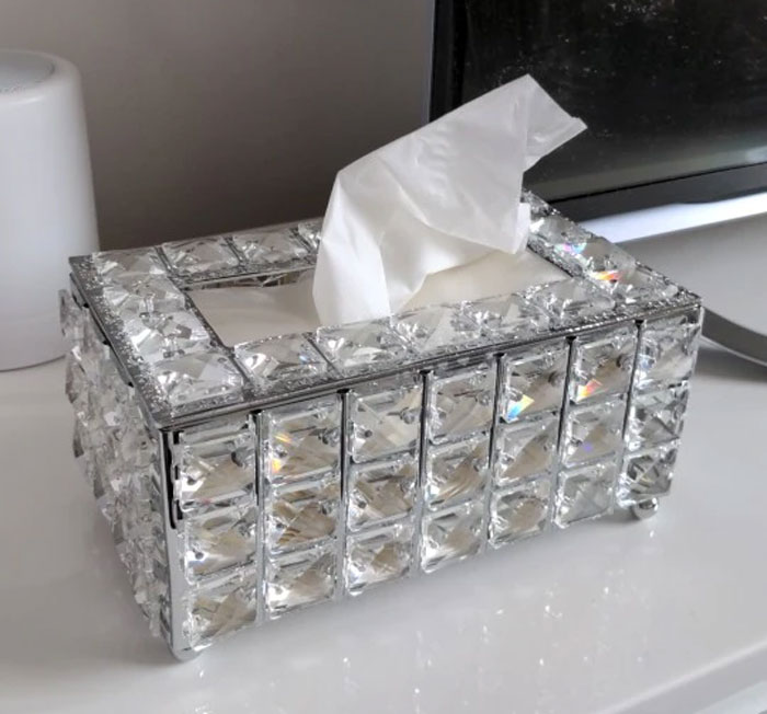 Luxury Tissue Box Holder Glass Cube Napkin Dispenser Bedroom Office Hotel Cafe