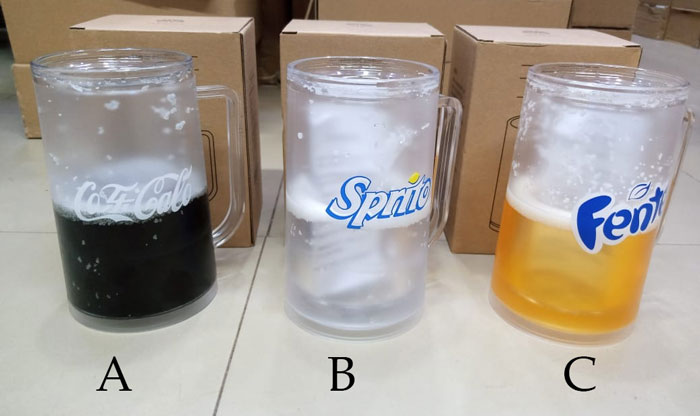 Plastic Double Walls Freezer Beer Mug With Printing 400Ml