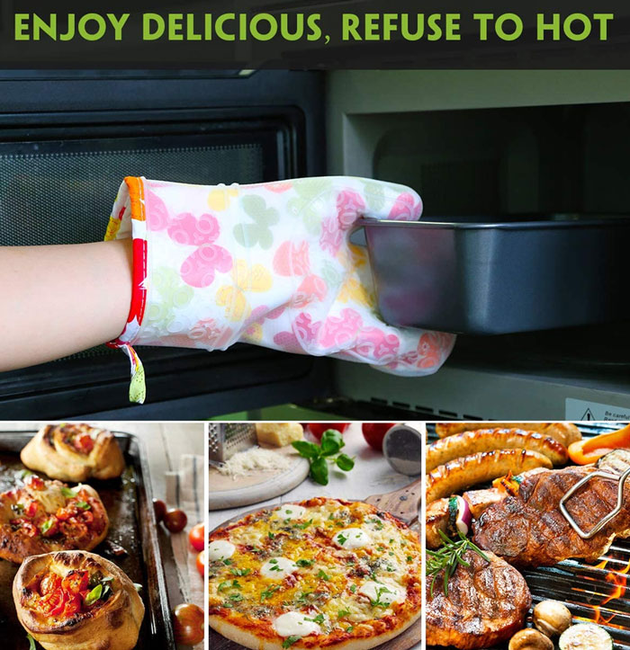 Silicone Oven Mitts Heavy Duty Cooking Gloves, Kitchen Heat Resistance Oven Gloves, Waterproof Oven Mitts With Non-Slip Textured Grip, 1 Pcs