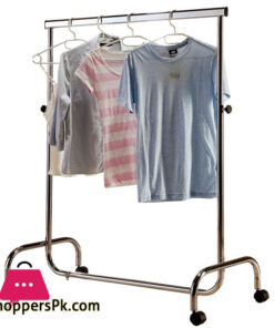 Stainless-Steel Heavy Duty Coat Rack Garment Racks Cloth Hanger with Expandable Top Rod with Wheel