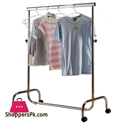 Stainless-Steel Heavy Duty Coat Rack Garment Racks Cloth Hanger with Expandable Top Rod with Wheel