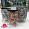 Style Decorative Flower Pot Metal Planter With Stand Set Of 3