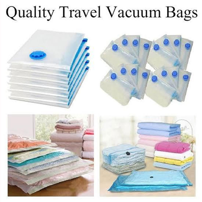 Smart Saver Reusable Ziplock Space Saver Bags for Clothes Comforters Blankets Pillows Bedding Packing with Hand Pump for Travel 6 Bags ( 80 x 60) CM