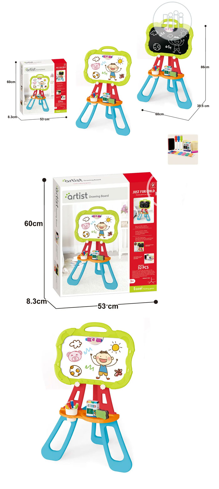 3 in 1 Painting, Drawing and Writing Board With Stand 32 - Pcs