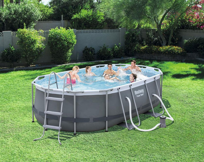 Bestway Steel Oval Power Pool Set Shape Frame Oval Pool Equipped With Pump Ladder - 56620
