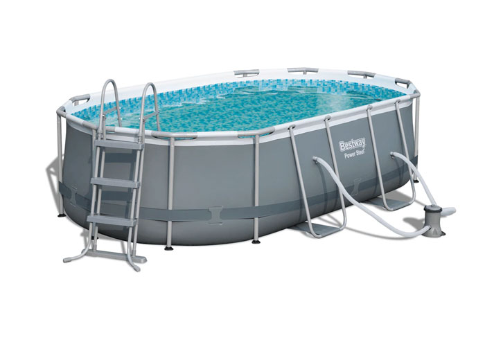 Bestway Steel Oval Power Pool Set Shape Frame Oval Pool Equipped With Pump Ladder - 56620