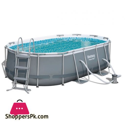 Bestway Steel Oval Power Pool Set Shape Frame Oval Pool Equipped With Pump Ladder - 56620