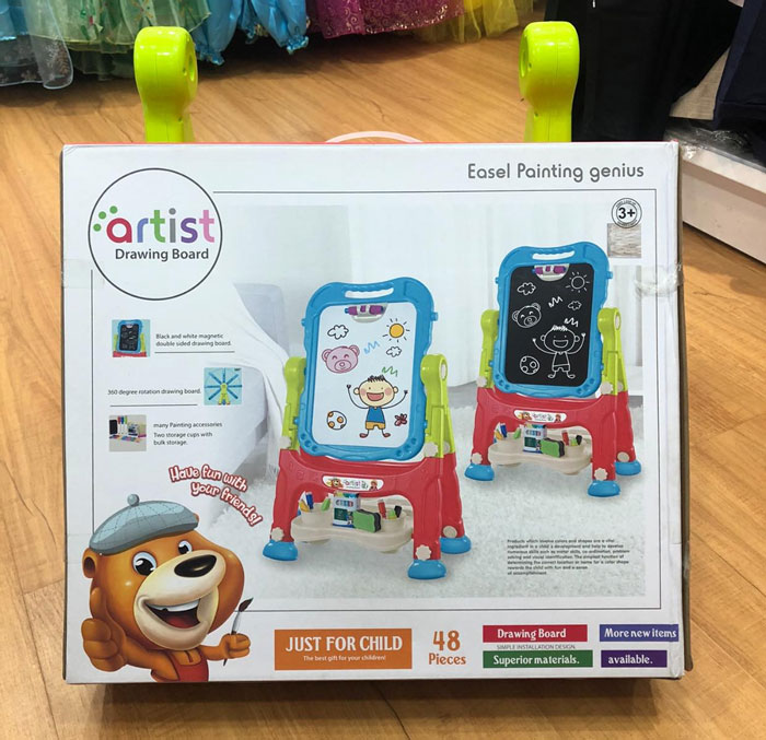 Artist Drawing Board Double Sided Standing Art Easel - Dry-Erase Board &Amp; Chalkboard 48 Pcs