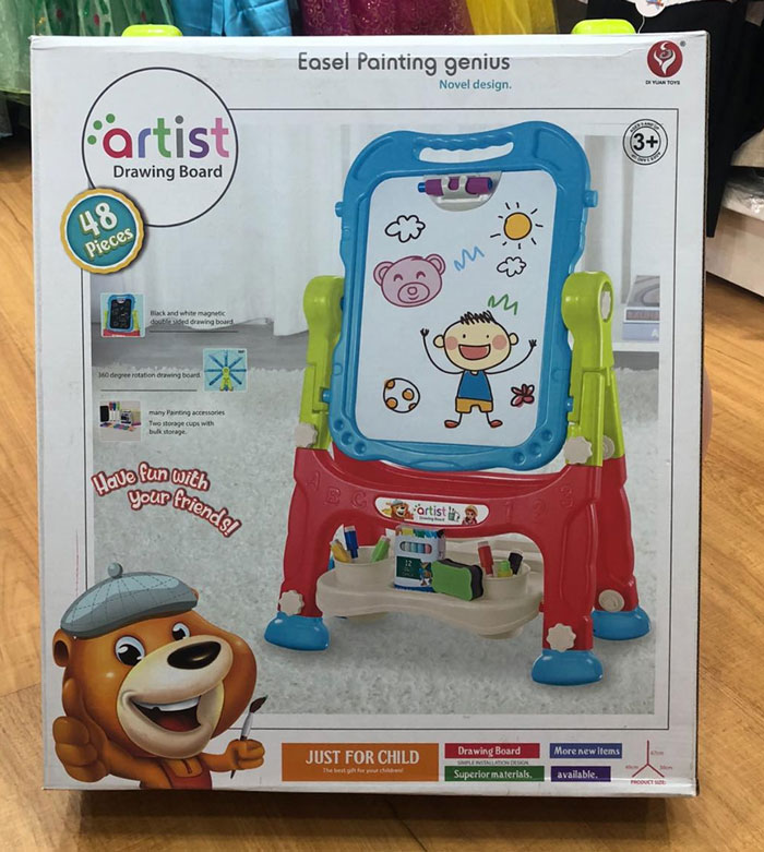 Artist Drawing Board Double Sided Standing Art Easel - Dry-Erase Board &Amp; Chalkboard 48 Pcs