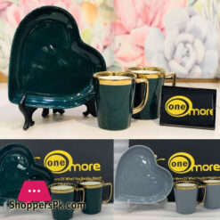 Ceramic Heart Shape 2 Coffee Mug with Tray