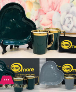 Ceramic Heart Shape 2 Coffee Mug with Tray