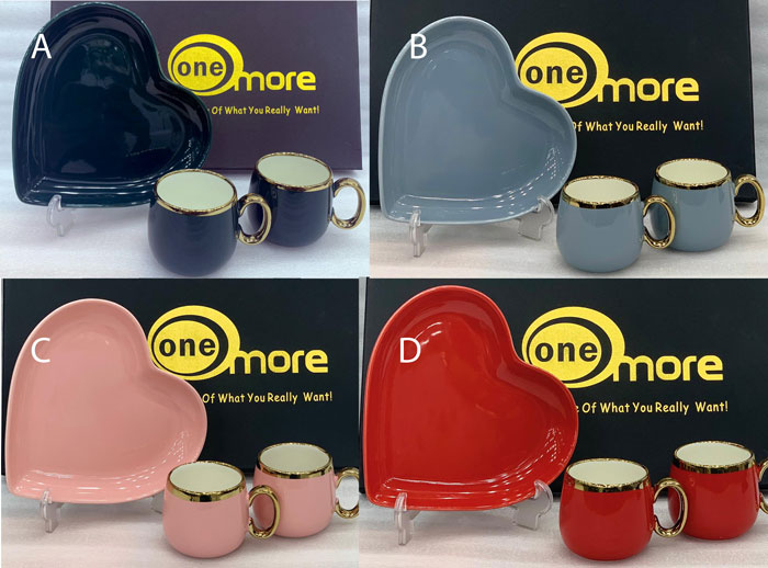 Ceramic Heart Shape Round 2 Coffee Mug With Tray