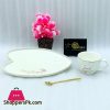 Cherry Blossom Heart Shape Cup Saucer with Spoon