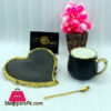 Heart Tea Cup & Saucer Gold Rim with Spoon