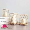 Nordic Style Candle Holder Gold Geometric Metal Iron Art Candle Set of 3