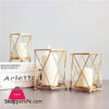 Nordic Style Candle Holder Gold Geometric Metal Iron Art Candle Set Of 3