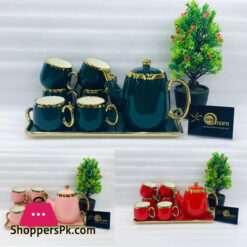 ONE MORE Ceramic 6 Cups +1 Kettle +1 Tray Tea Set For Drinkware