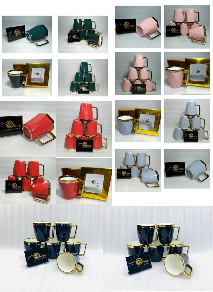 One More Ceramic Gold Rim Diamond Mug - 1 Pcs