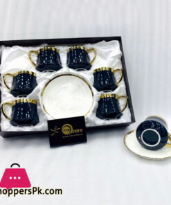 ONE MORE High quality Ceramic Gold Rim Ceramic Coffee Cup Tea Cup & Saucer ( Set of 6 )