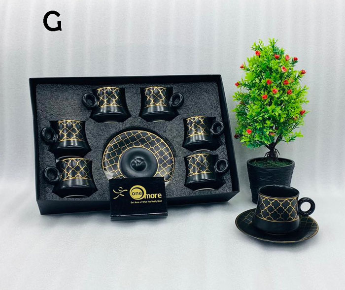 One More Turkish Style Set Of 6 Pcs Tea Cups And Saucers