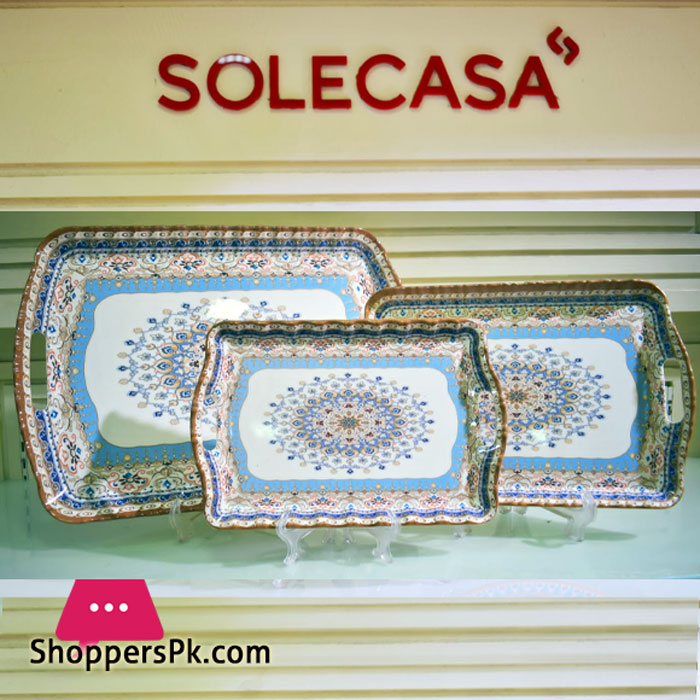 Solecasa Turkish Floral Pattern Serving Tray Set of 3