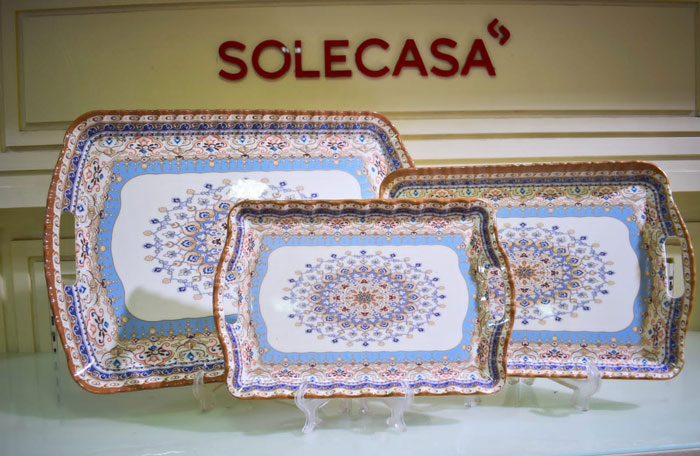 Solecasa Turkish Floral Pattern Serving Tray Set Of 3