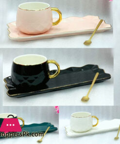 Thai Gold Rim Cup & Saucer With Golden Spoon