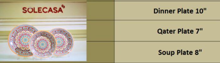 Solecasa Turkish Floral Pattern Plate Set - 18 Pcs