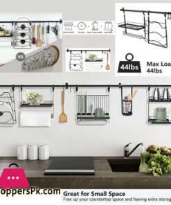 Wall Mounted Storage Organizer for Kitchen Black