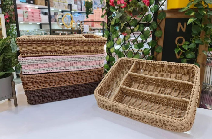 Zibasazan Enamel Wicker Cutlery Basket Iran Made 4 Zibasazan Enamel Wicker Cutlery Basket Iran Made