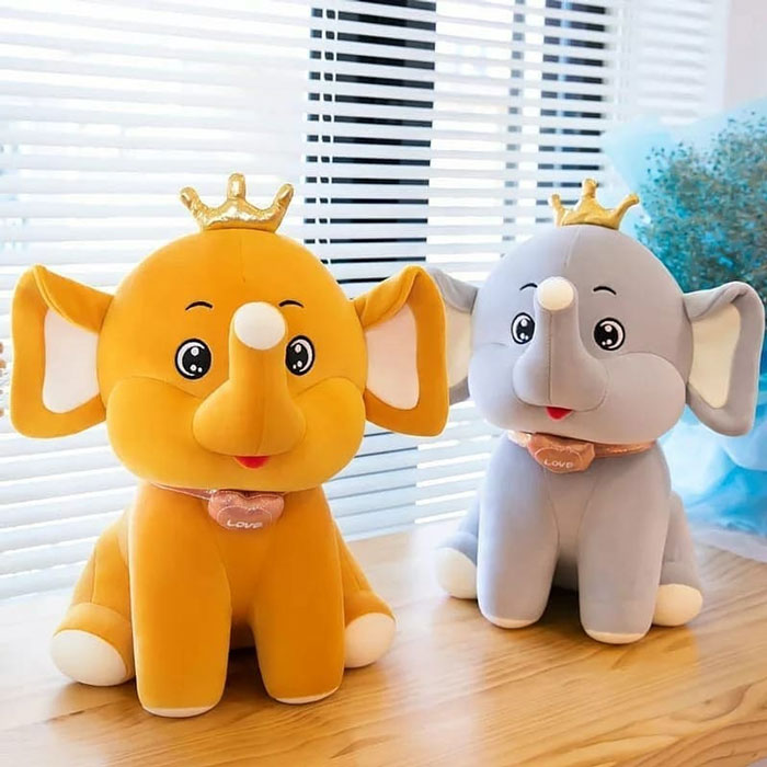 Crown Elephant Plush Toy 16 Inch