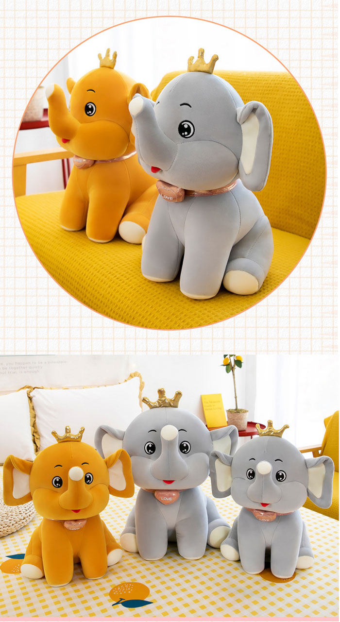 Crown Elephant Plush Toy 16 Inch