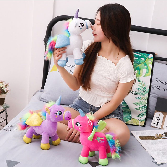 Cute Rainbow Unicorn Plush Toy Cartoon Angel Horse 30 Cm 1 Pcs