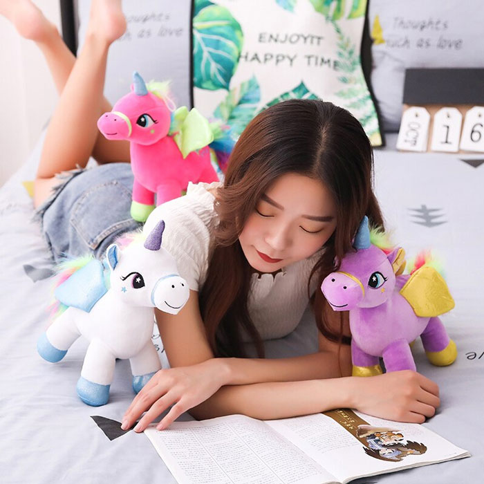 Cute Rainbow Unicorn Plush Toy Cartoon Angel Horse 30 Cm 1 Pcs