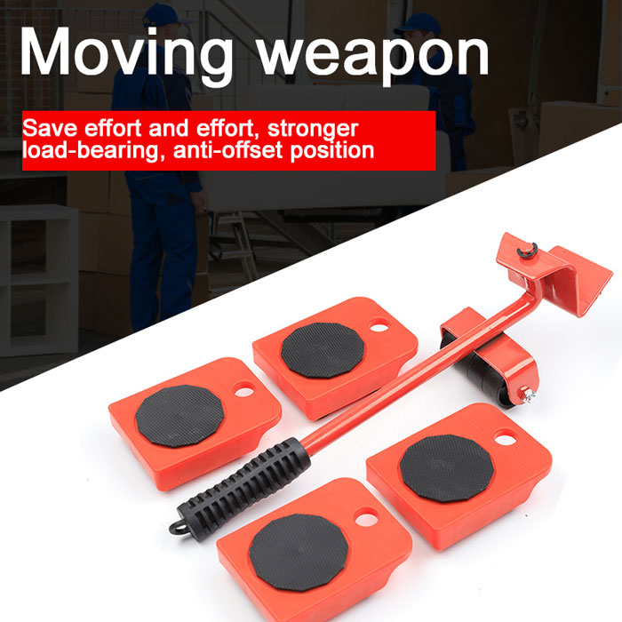 Furniture Mover Set Furniture Mover Tool Transport Lifter Heavy Stuffs Moving Wheel Roller Bar Hand Tools 5 Pcs Set